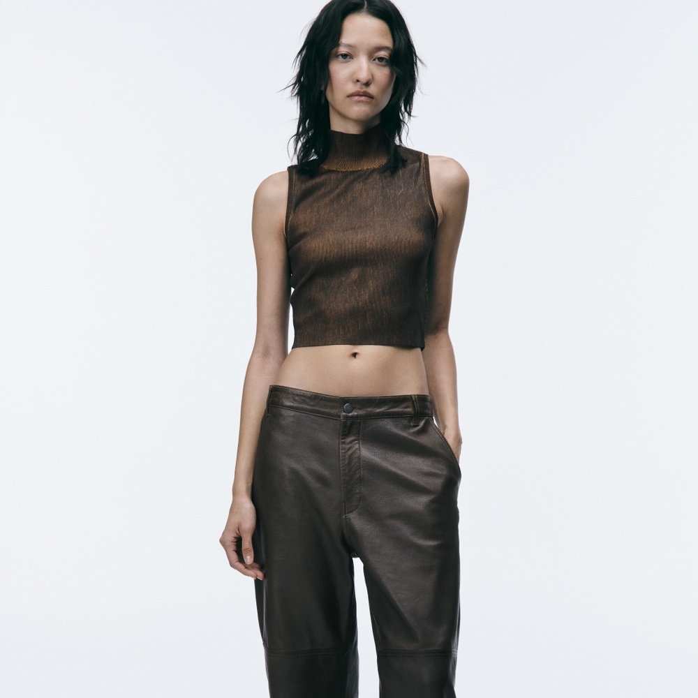 Zara Distressed Turtleneck Top Size large